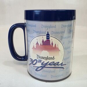 Disneyland's 30th Anniversary Thermo-Serv Small Blue Mug‎ Anniversary Logo